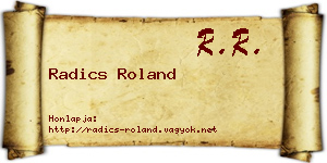 Radics Roland névjegykártya